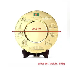 Souvenirteller aus Metall mit 3D-Prägung und Logo